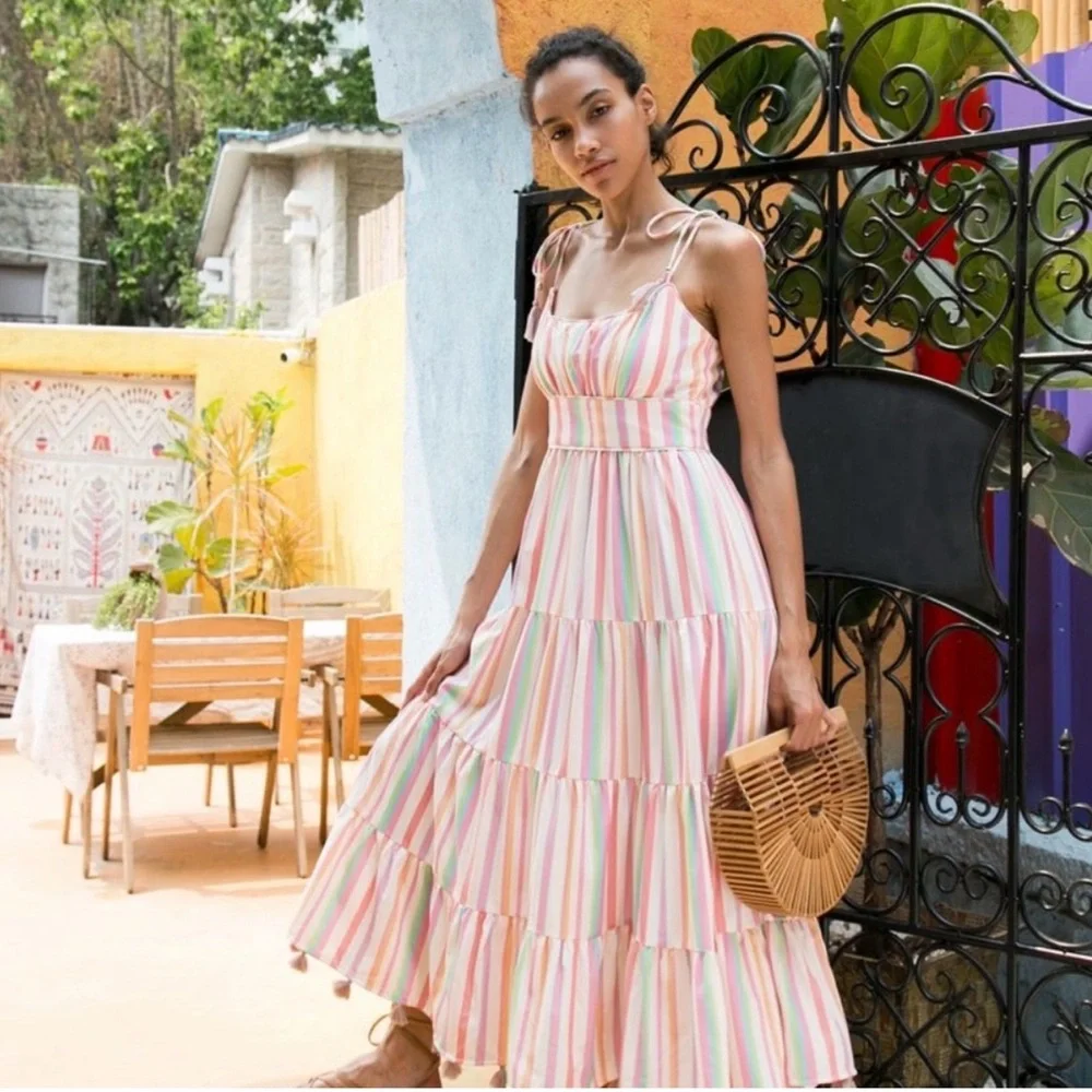 Chicwish Pastel Striped Maxi Dress - Picture 1 of 2